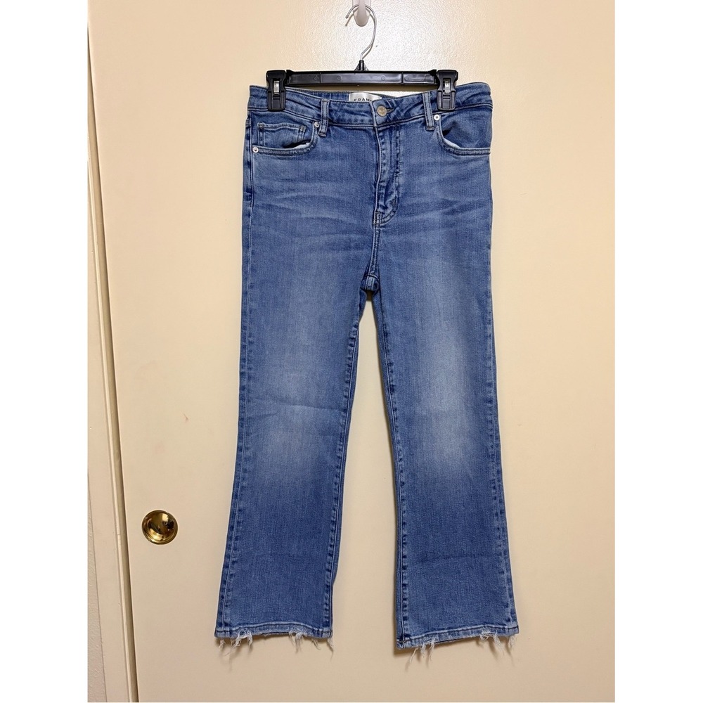 Frame Denim Light Blue Flare Crop Jeans
